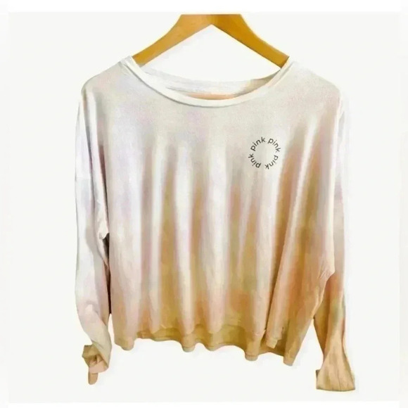 PINK Victoria'Secret Crewneck Lightweight Bohemian Tie Dye Crop Womens Top SZ L - Picture 1 of 4